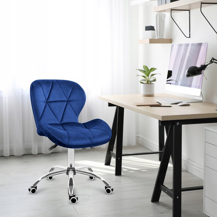 Fotel biurowy obrotowy MARK ADLER niebieski welurowy tapicerowany do