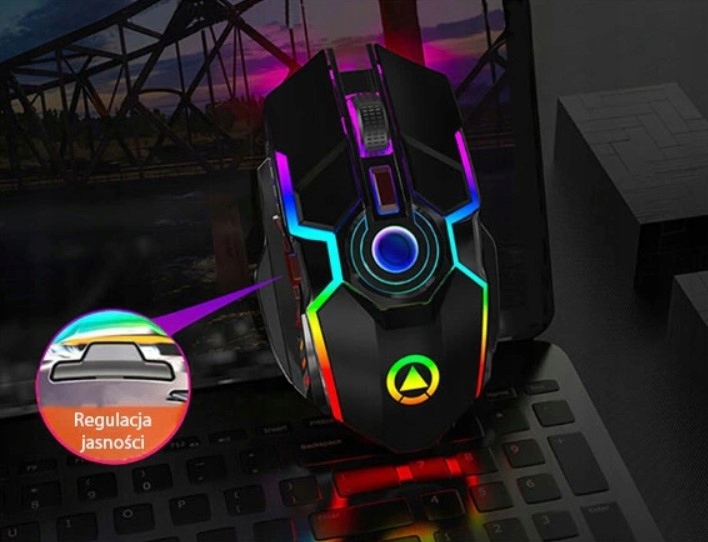PROFESJONALNA CICHA MYSZ GAMINGOWA PODŚWIETLANA