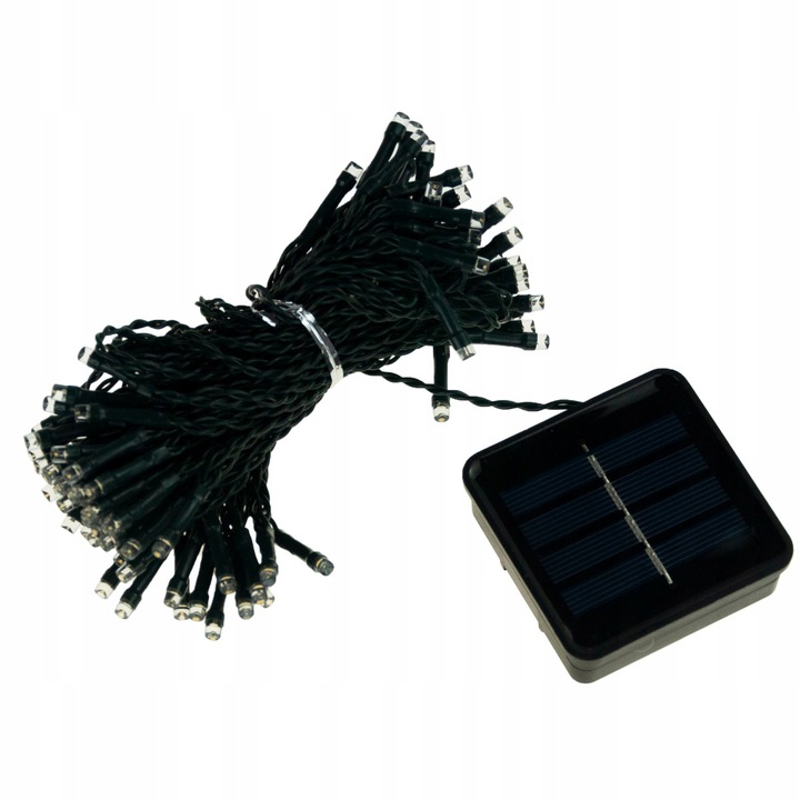 LAMPKI CHOINKOWE SOLARNE 100 LED 10m GIRLANDA CIEPŁE BIAŁE 8 FUNKCJI