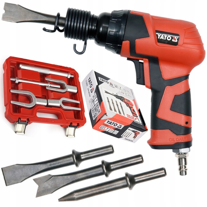 YATO KPL. MŁOTEK PNEUMATYCZNY DO SWORZNI DRĄŻKÓW PRZEGUBÓW DO RDZY +4