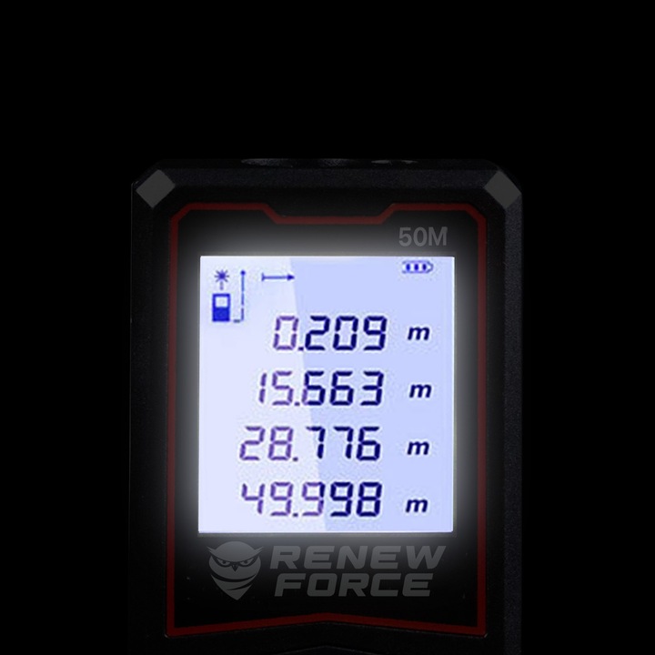 Dalmierz Laserowy MIERNIK ODLEGŁOŚCI Cyfrowy 50M Poziomica ORYGINALNY