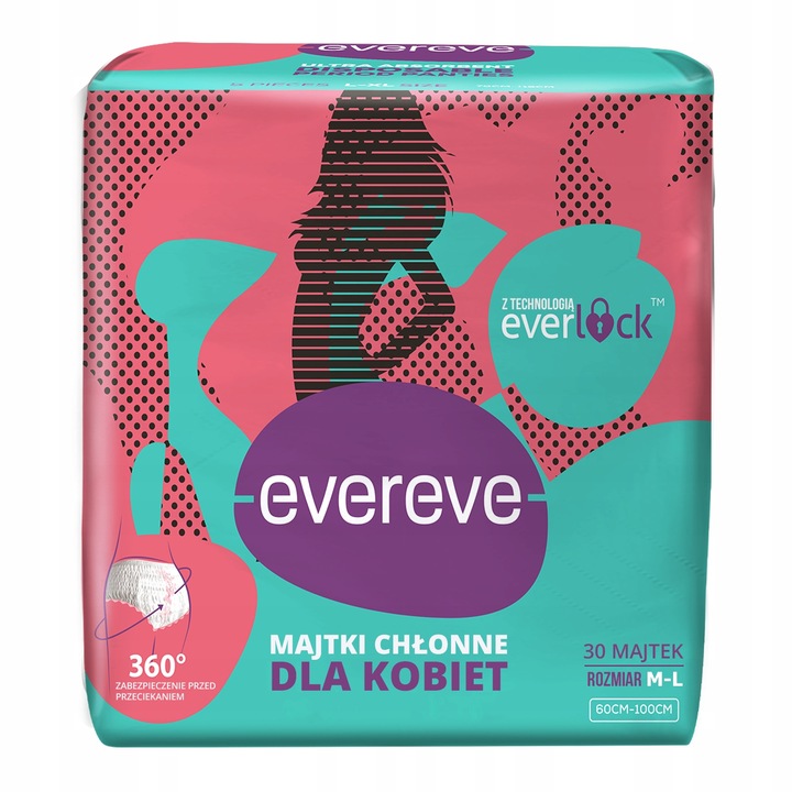 MAJTKI CHŁONNE MENSTRUACYJNE DLA KOBIET EVEREVE 30 SZT. ROZ: M-L