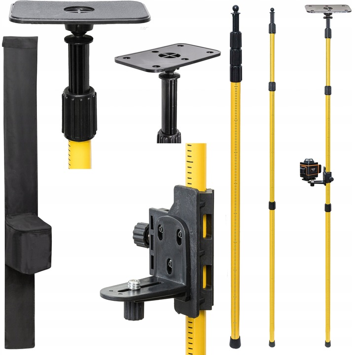 TYCZKA TELESKOPOWA STATYW 2,85m DO LASERA + ADAPTER DO SKOSÓW
