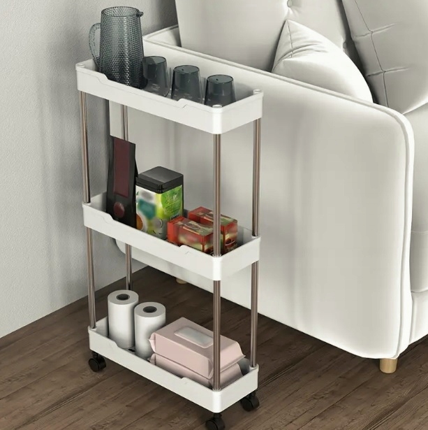 PÓŁKA ŁAZIENKOWA KUCHENNA SZAFKA NA KÓŁKACH ORGANIZER REGAŁ BIAŁY 3 POZIOMY