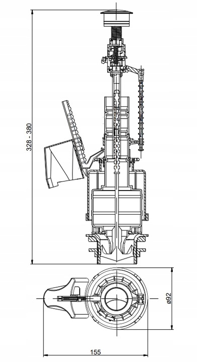 ZAWÓR SPUSTOWY DO SPŁUCZKI WC 3/6L UNIWERSALNY SOLIDNY PRZYCISK