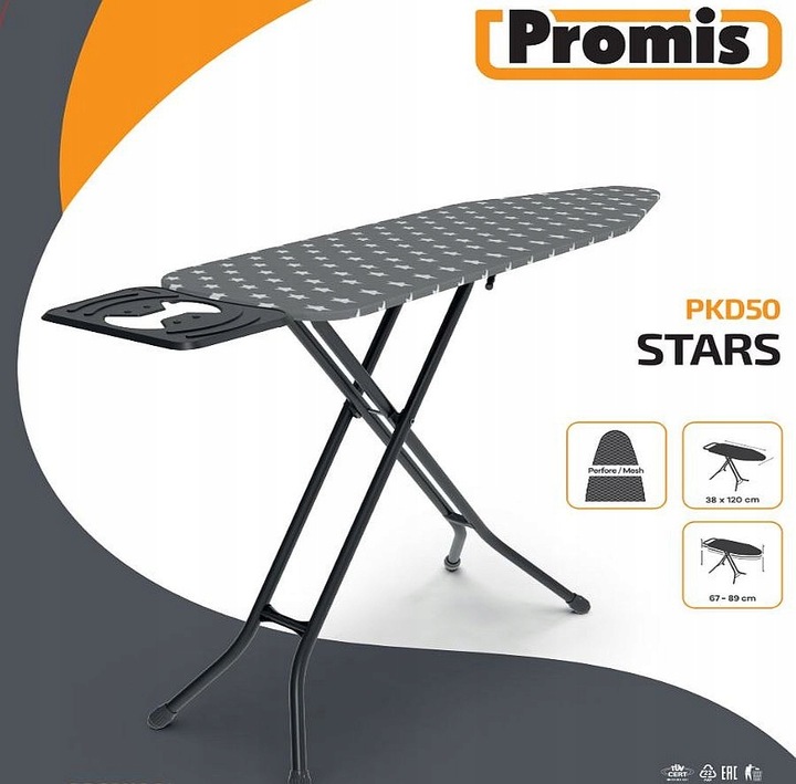 DESKA DO PRASOWANIA 120x38cm PROMIS STAR solidna z regulacją