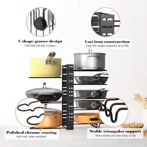 Stojak na Garnki i Pokrywki Kuchenny Organizer Regał Metalowy