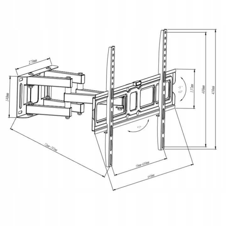 UCHWYT DO TELEWIZORA OBROTOWY UCHWYT SCIENNY WIESZAK DO TV 32-75 CALI