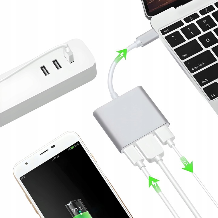 ADAPTER USB C HDMI+USB 3.0+PD 4K HUB MacBook 3w1