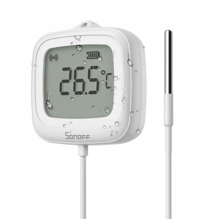 Sonoff SNZB-02LD Termometr Zigbee z sondą 1.5m IP65 wyświetlacz LCD