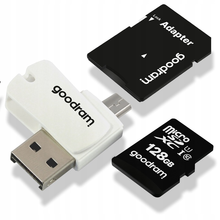 Karta pamięci GOODRAM 128GB kl10+ czytnik +adapter