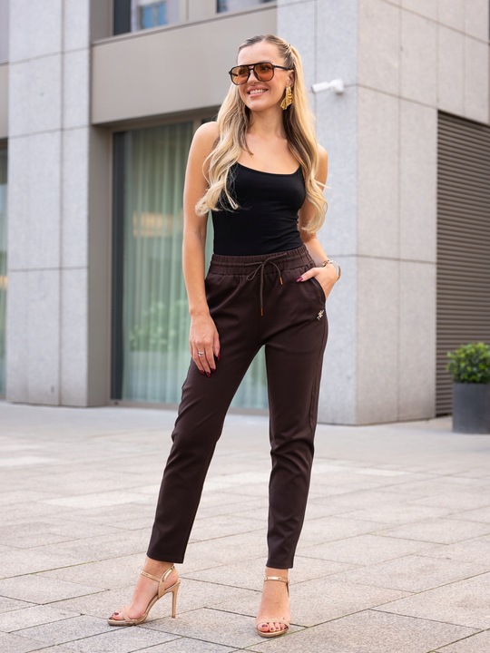 Luźne SPODNIE Dresy CASUAL Wiązanie W Pasie Prosta Nogawka Mucha