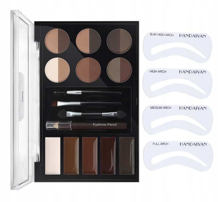 Paleta Do Makijażu Brwi Pomada Cienie Wosk Szablon