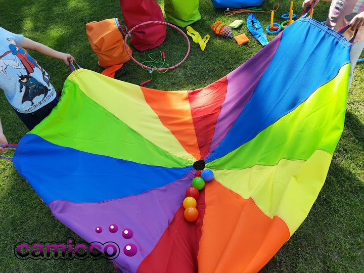 CHUSTA animacyjna 3m spadochron animacyjny dla dzieci tęczowa PROFESJONALNA