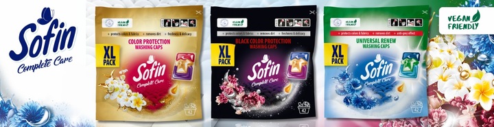 Sofin Kapsułki do Prania Kolorów Ciemnego Czarnego Ochrona Kolorów MIX 66x2