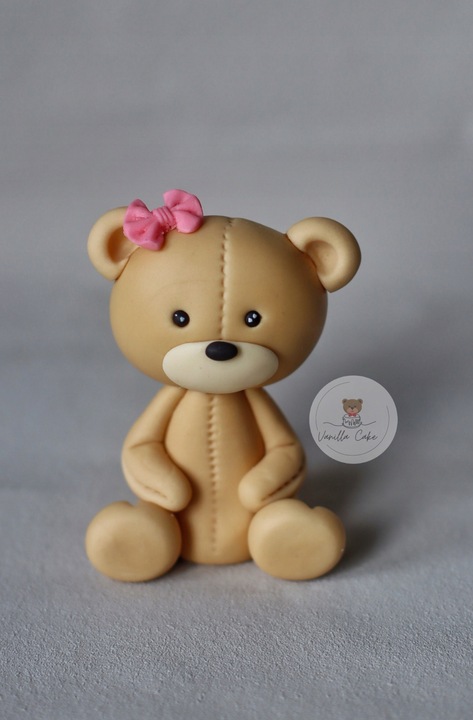 Brązowy Miś Mini - Figurka z masy cukrowej dekoracja na tort