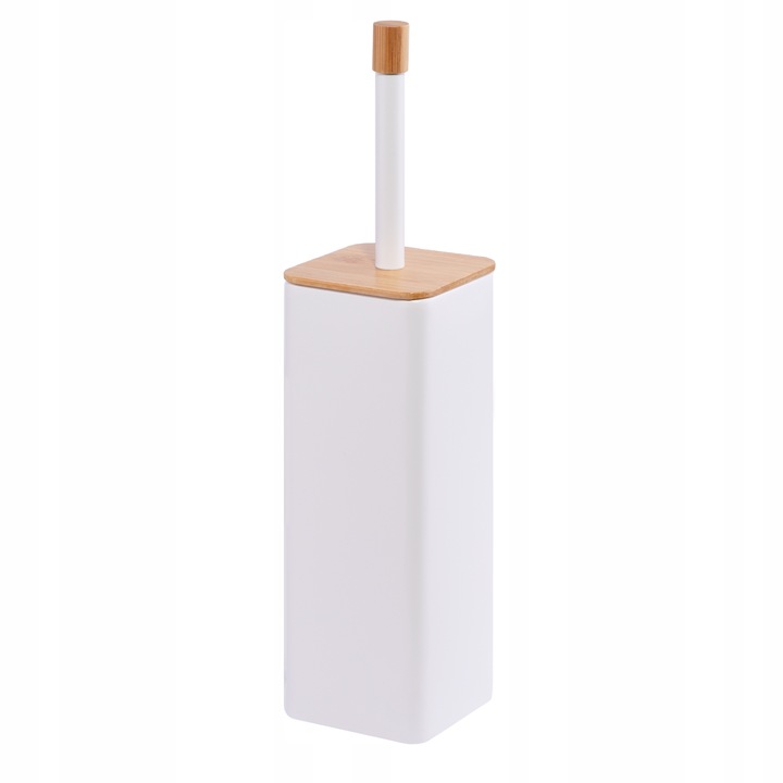 Szczotka do WC łazienki biała wysoka zamknięta z bambusem loft YOKA