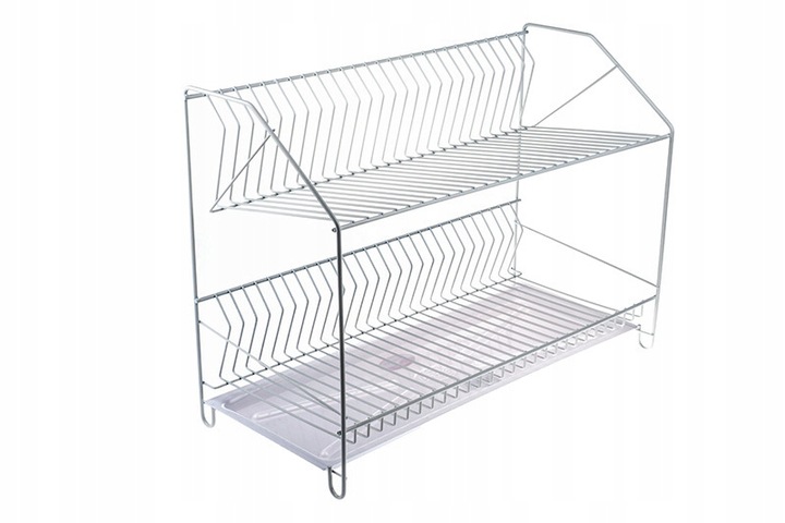 Suszarka do naczyń z tacką 2-poziomowa 50 cm osączarka ociekacz biała