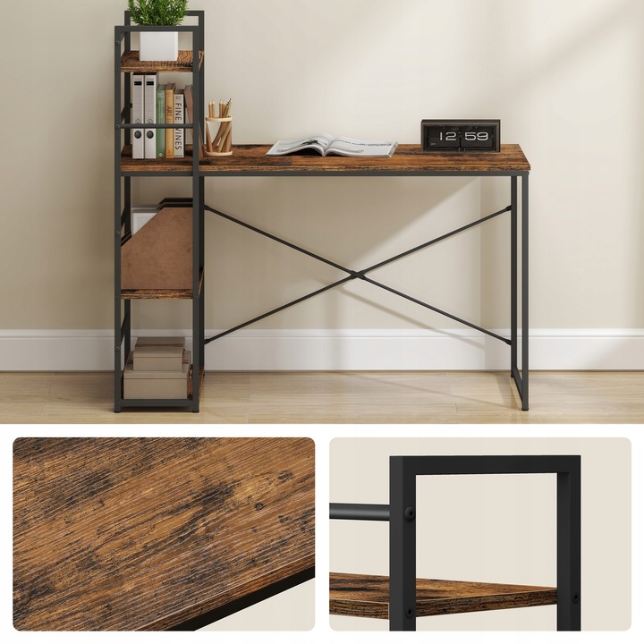 Biurko z Regałem MAX 4.0 Nowoczesne Do Pokoju Biura LOFT Rustykalne