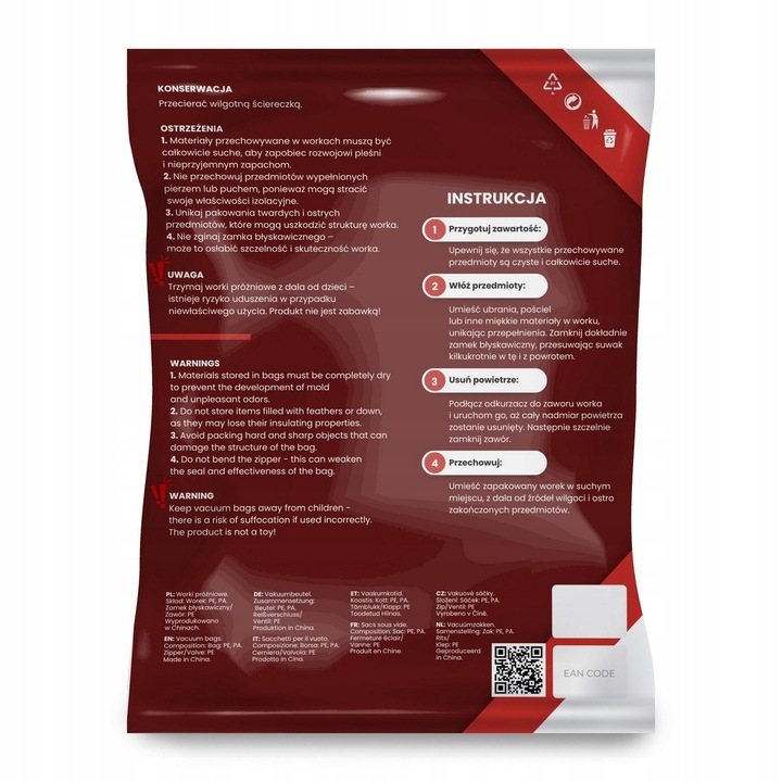 WORKI PRÓZNIOWE na ubrania pościel 15 sztuk WIELOKROTNEGO UŻYTKU +