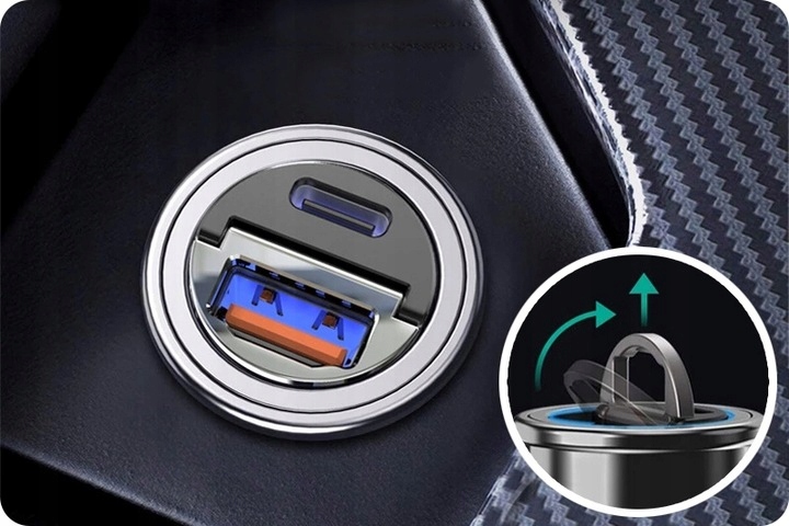 ZESTAW MAŁA MOCNA SZYBKA ŁADOWARKA DO AUTA QC3.0 PD20W Z MOCNYM KABLEM 5W1
