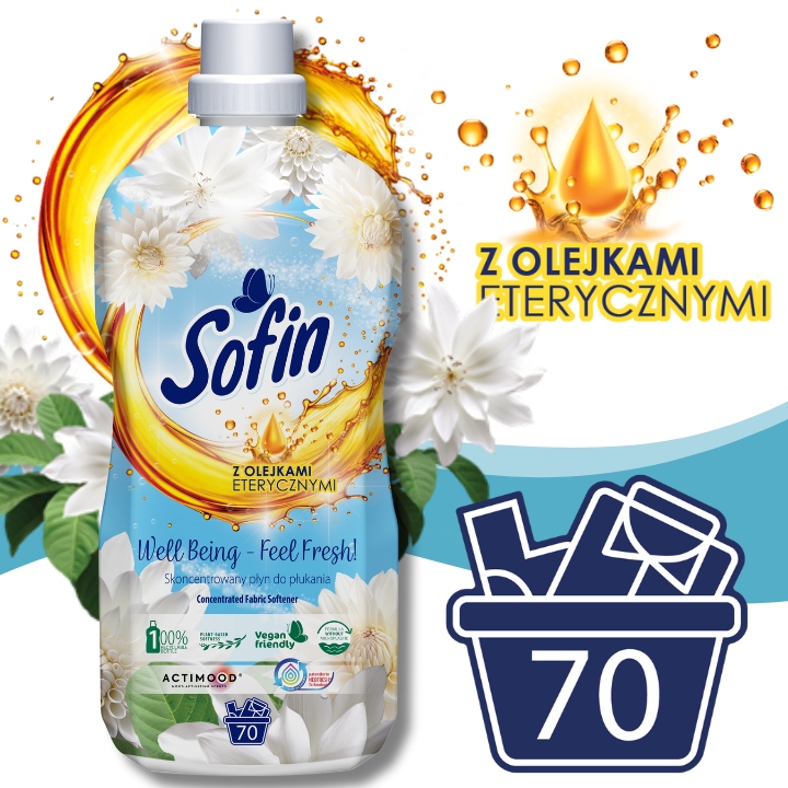 SOFIN Płyn do Płukania Tkanin Koncentrat z Olejkami MIX 1,4l x 4szt 280prań