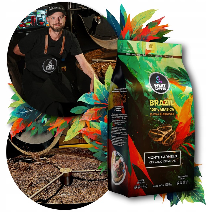 Kawa ziarnista Brazylia 1kg Świeżo Palona - 100% Arabica - Monte Carmelo
