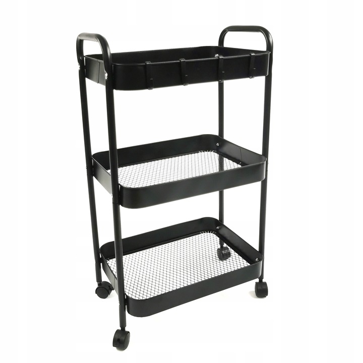 Wózek kuchenny łazienkowy na kółkach z kółkami czarny regał szafka
