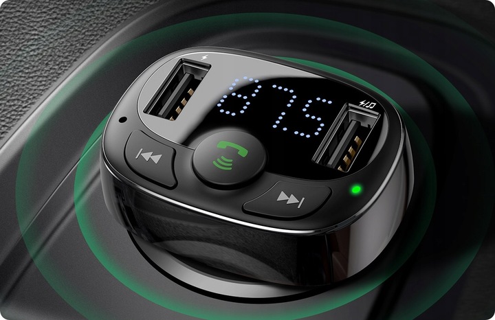BASEUS TRANSMITER FM BLUETOOTH ŁADOWARKA SAMOCHODOWA MP3 2x USB SD/ TF 3.4A