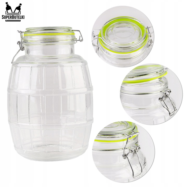 SŁÓJ SZKLANY 3L DUŻY POJEMNIK WECK NA PRZETWORY Z ZAMKNIĘCIEM