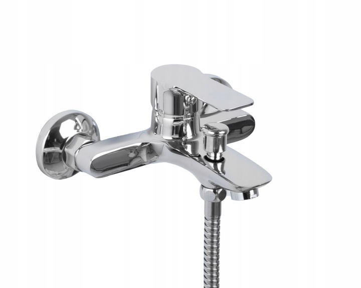 Bateria wannowa ścienna z prysznicem chrom srebrny kran do wanny YOKA