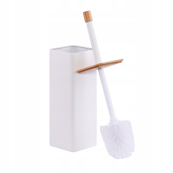 Szczotka do WC łazienki biała wysoka zamknięta z bambusem loft YOKA