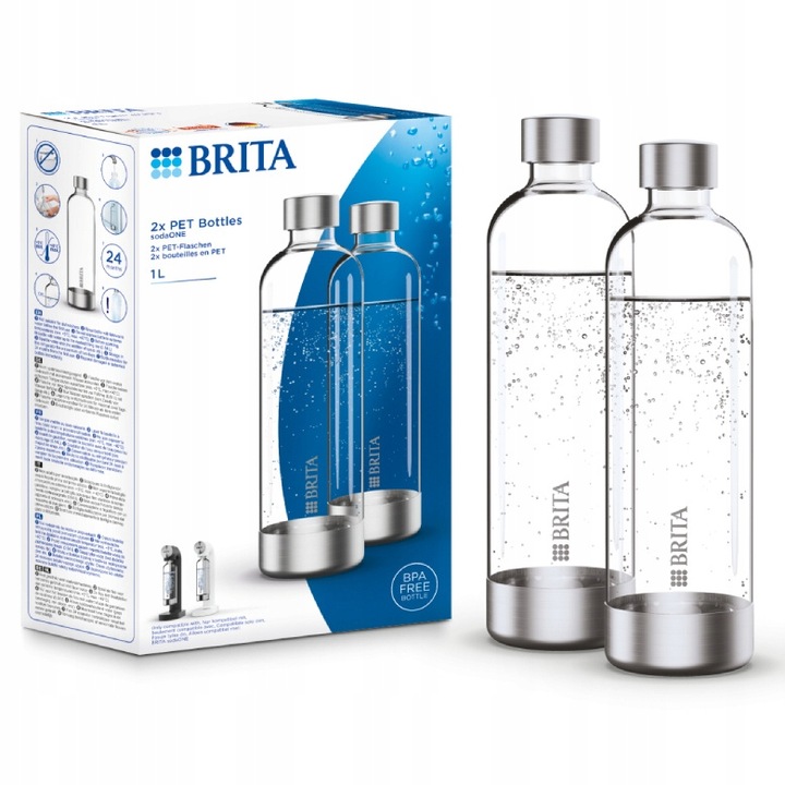 Zestaw 2 butelki plastikowe PET BRITA sodaONE 1l do saturatora