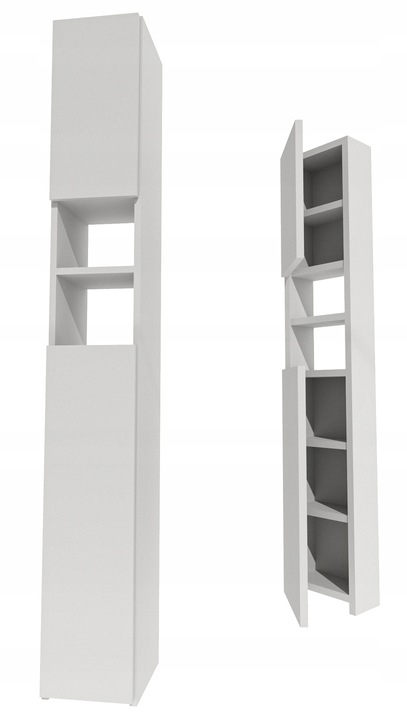 Szafka łazienka słupek łazienkowa stojąca wąska regał półka biały