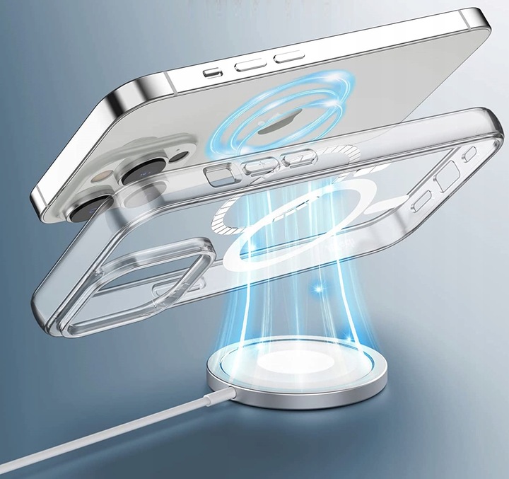 Etui Do iPhone 14 Pro +Szkło 9H WZMACNIANE 360° do MAGSAFE CLEAR CASE
