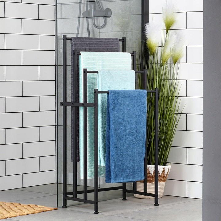Stojak NA RĘCZNIKI 4 poziomowy wieszak łazienkowy podłogowy stojący