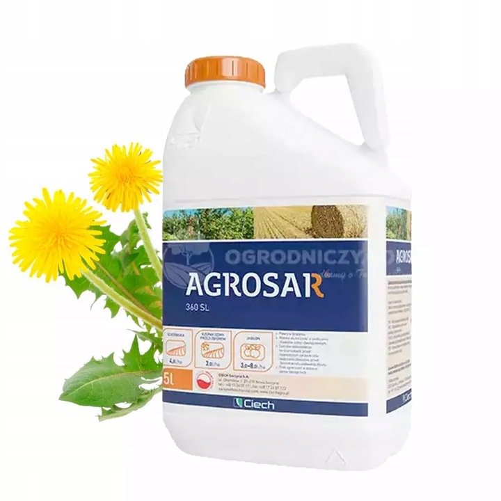 Agrosar 360SL 5l CIECH herbicyd totalny, glifosat niszczy wszystkie