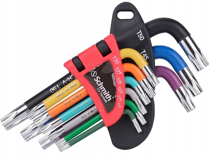 KLUCZE IMBUSOWE TORX KRÓTKIE IMBUS T10-T50 ZESTAW 9szt Z OTWOREM