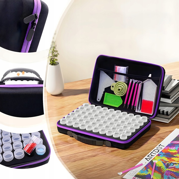 AKCESORIA DO HAFTU DIAMENTOWEGO ZESTAW PUDEŁKO DIAMOND PAINTING W WALIZCE