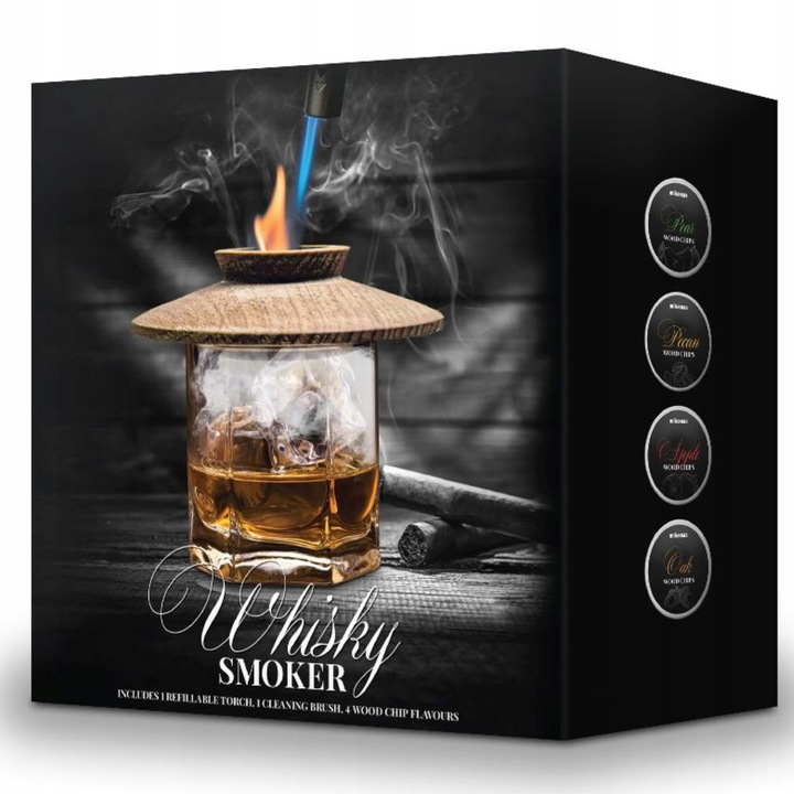 Zestaw do Wędzenia Whisky Smoker Gadżet Prezent dla Chłopaka Mężczyzny 8w1