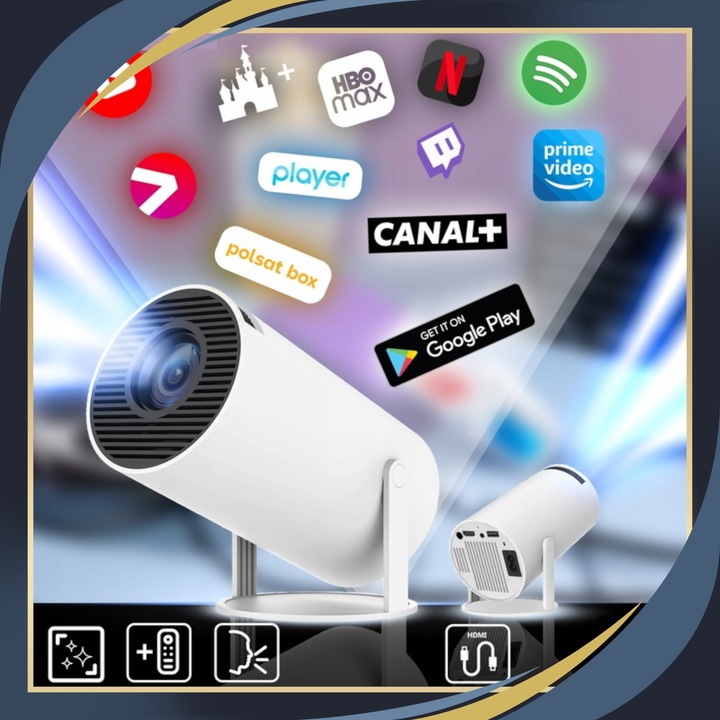 Projektor Rzutnik Przenośny Android Smart TV LED 4K Głośnik WIFI 130