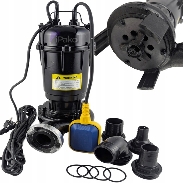 MOCNA POMPA Z PŁYWAKIEM DO WODY SZAMBA Z ROZDRABNIACZEM i NOŻEM TNACYM