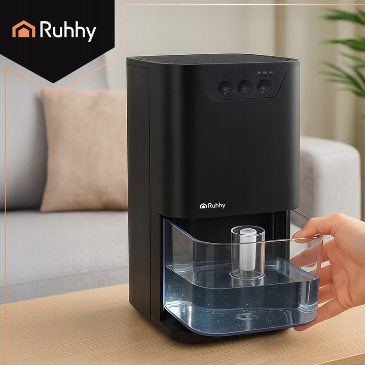 Osuszacz Powietrza Pochłaniacz Wilgoci Cichy Podświetlenie LED + Timer