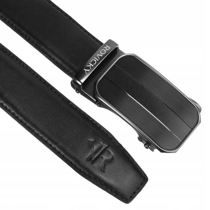 Pasek skórzany męski ROVICKY do spodni klamra automatyczna na prezent
