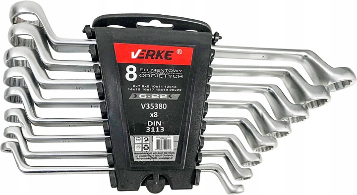 KLUCZE OCZKOWE ODGIĘTE WYGIĘTE 6-22mm 8 szt ZESTAW KLUCZY OCZKOWYCH