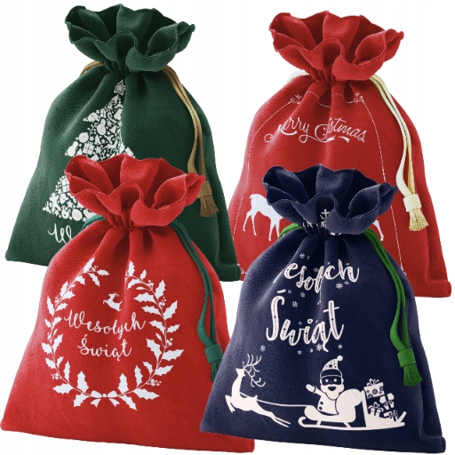 Torba worek torebka prezenty prezent prezentowy świąteczny Święta 30X45 4pc