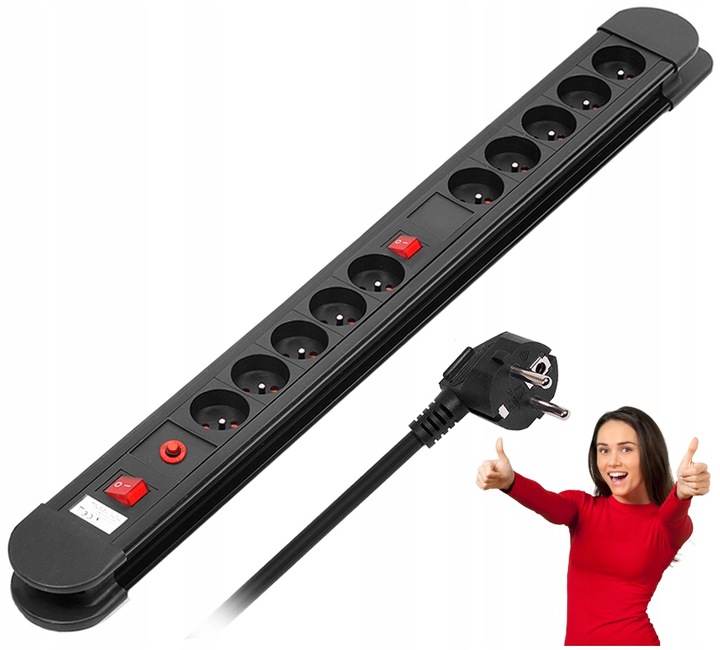 PRZEDŁUŻACZ LISTWA ZASILAJĄCA 10 GNIAZD 1,5m KABEL AUTOMATYCZNY