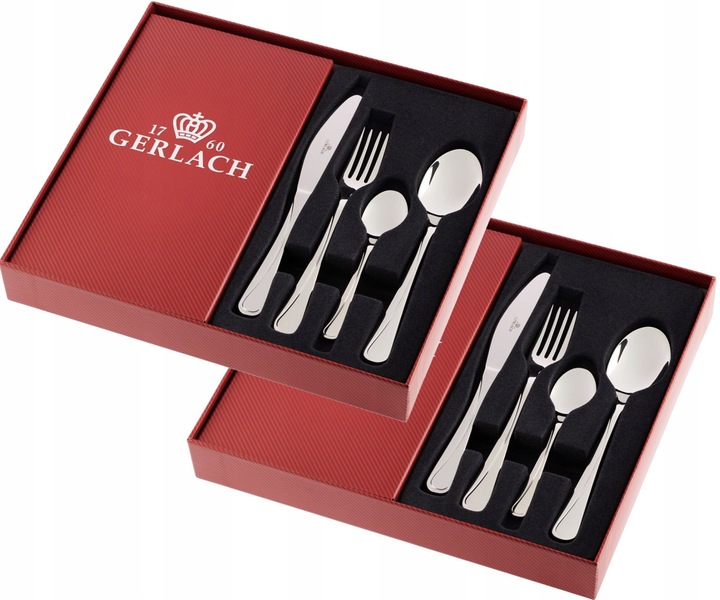 GERLACH KOMPLET ZESTAW SZTUĆCÓW SZTUĆCE PUDEŁKO POŁYSK MANGO 12 OSÓB