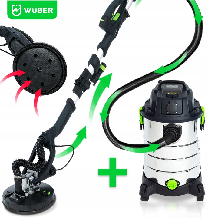 SZLIFIERKA DO GIPSU GŁADZI TYNKU ŻYRAFA LED DWIE GŁOWICE PAPIER 24x