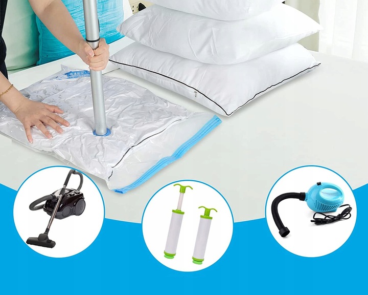 WORKI PRÓŻNIOWE TORBY NA UBRANIA ZESTAW 14szt -5 ROZMIARÓW- +POMPKA